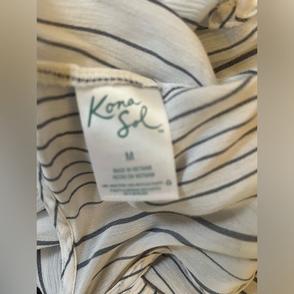 Kona Sol Women’s Tiered Maxi Cover Up Dress | White and Navy Striped - Picture 7 of 7